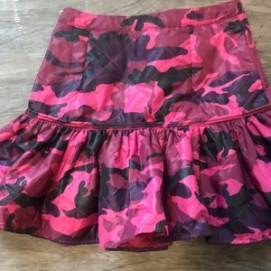 Pink camouflage mini peplum skirt